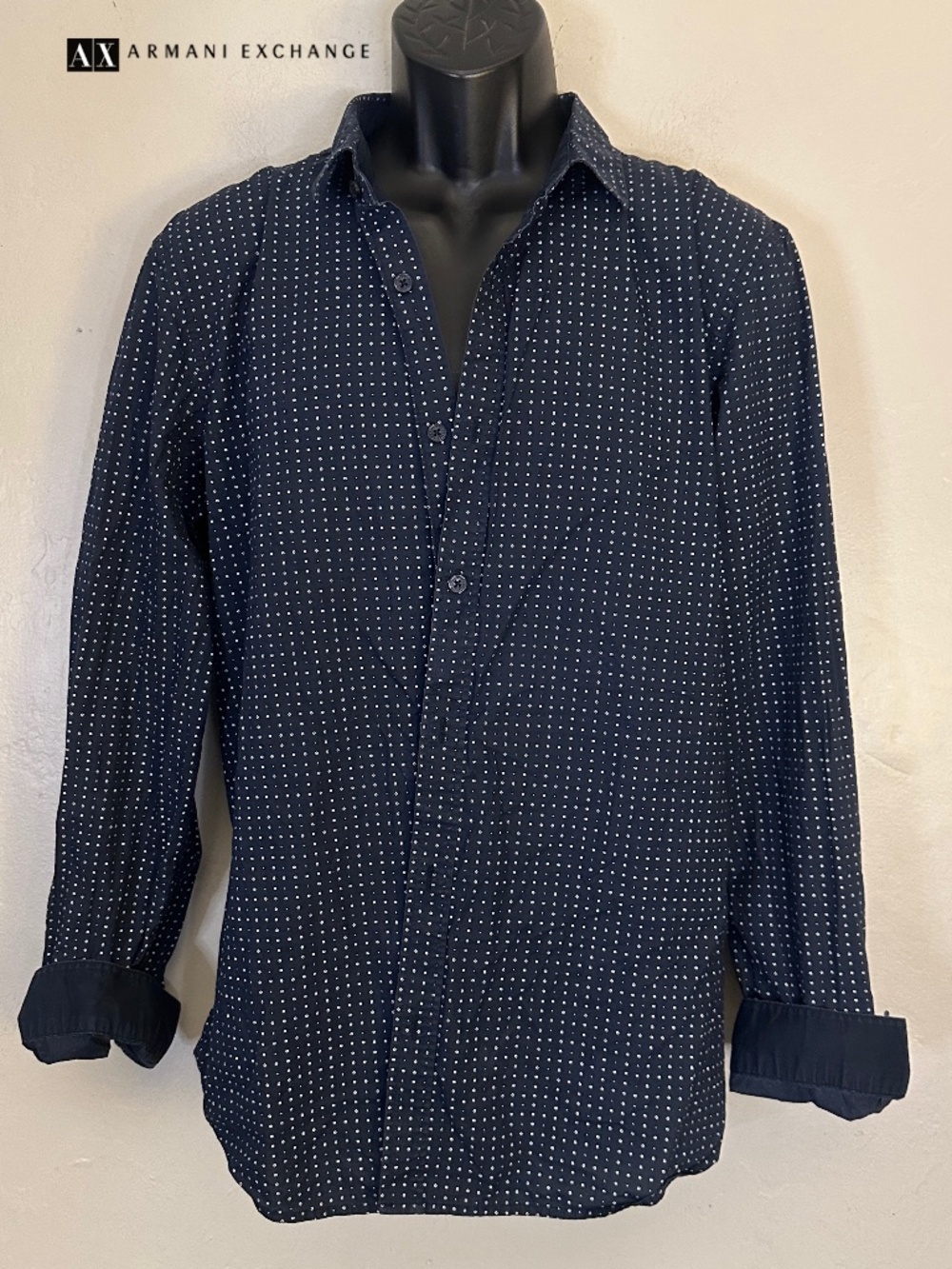 Armani Exchange Contrast Long Sleeve Shirt XL Gently worn 100% cotton 23" armpit